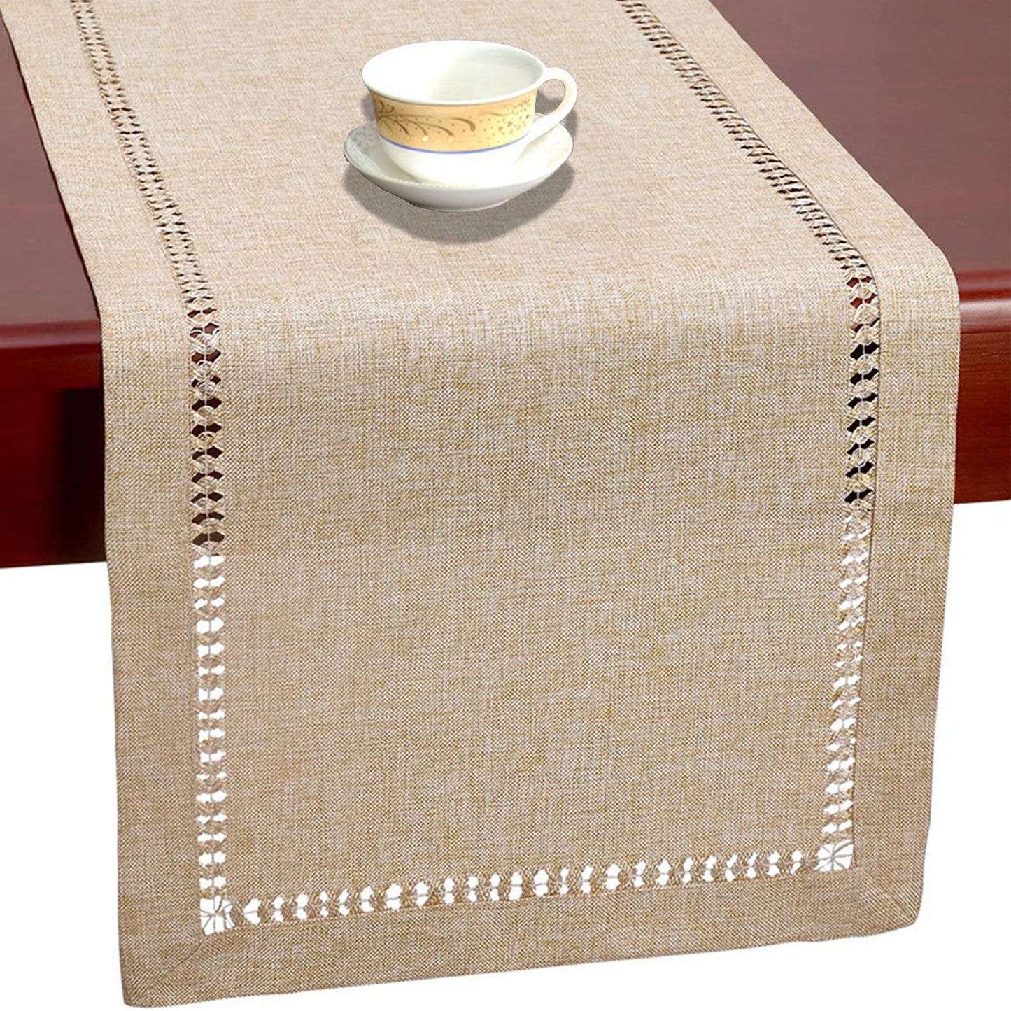 Caminho de Mesa em Imitação de Linho Mōva — composição / escala visual | Mova Decor