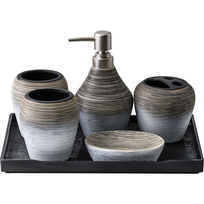 Conjunto de Banheiro Retrô em Cerâmica Mōva — 5 Peças + Bandeja — detalhe do acabamento | Mova Decor
