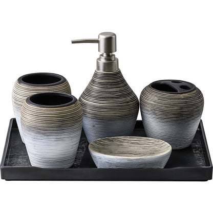 Conjunto de Banheiro Retrô em Cerâmica Mōva — 5 Peças + Bandeja — detalhe do acabamento | Mova Decor