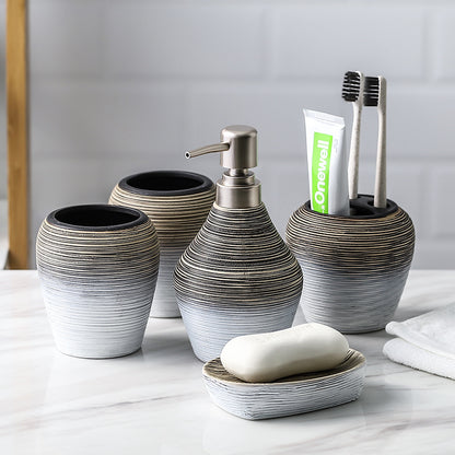 Conjunto de Banheiro Retrô em Cerâmica Mōva — 5 Peças + Bandeja — referência de uso no ambiente | Mova Decor
