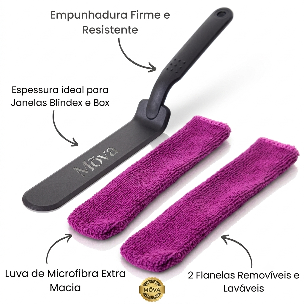 Kit Limpa Vãos e Box Mōva — Limpador de Vidro e Cantos — referência de uso no ambiente | Mova Decor