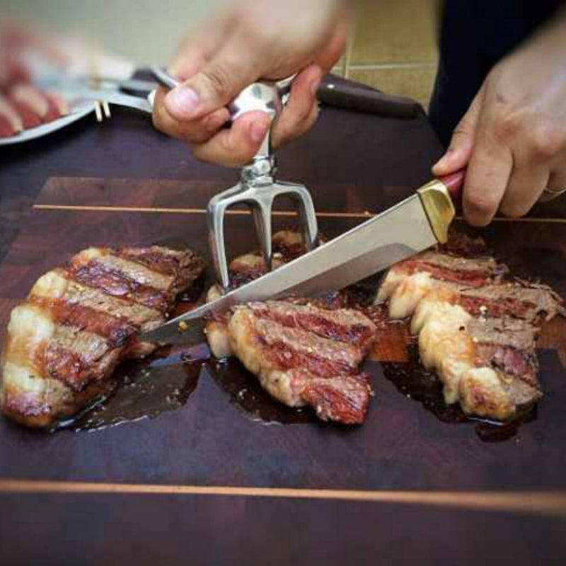 Kit Garra De Urso + Tridente Alumínio Base Madeira Churrasco — detalhe do acabamento | Mova Decor