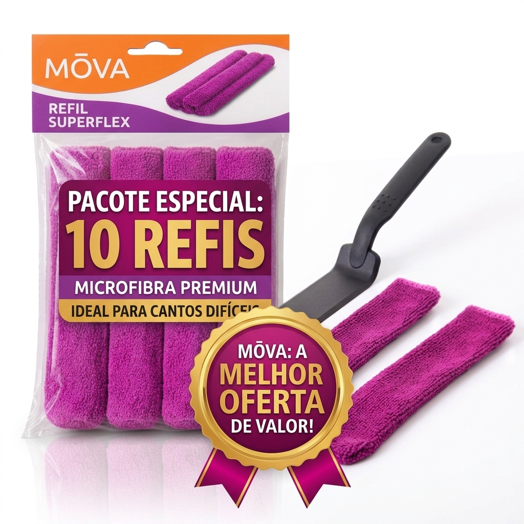 Kit Limpa Vãos e Box Mōva — Limpador de Vidro e Cantos — composição / escala visual | Mova Decor