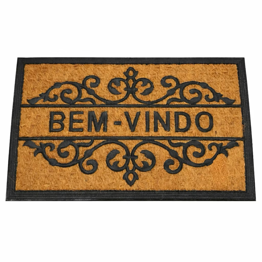 Tapete Capacho Entrada Casa Fibra de Coco Retangular ou Meia Lua 40cm x 60cm