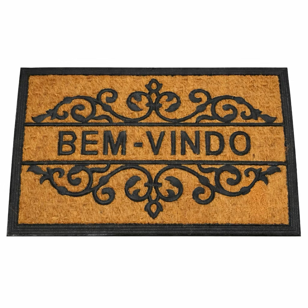 Tapete Capacho Entrada Casa Fibra de Coco Retangular ou Meia Lua 40cm x 60cm