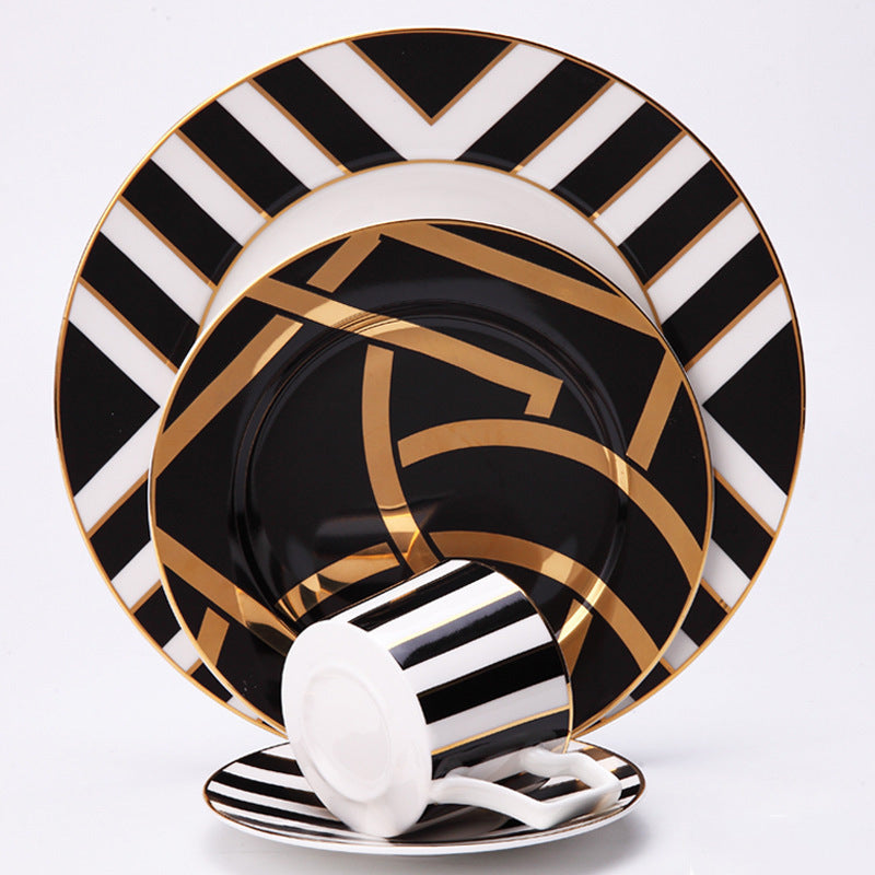 Conjunto de Jantar Bone China Dourado Mōva — vista principal do produto | Mova Decor