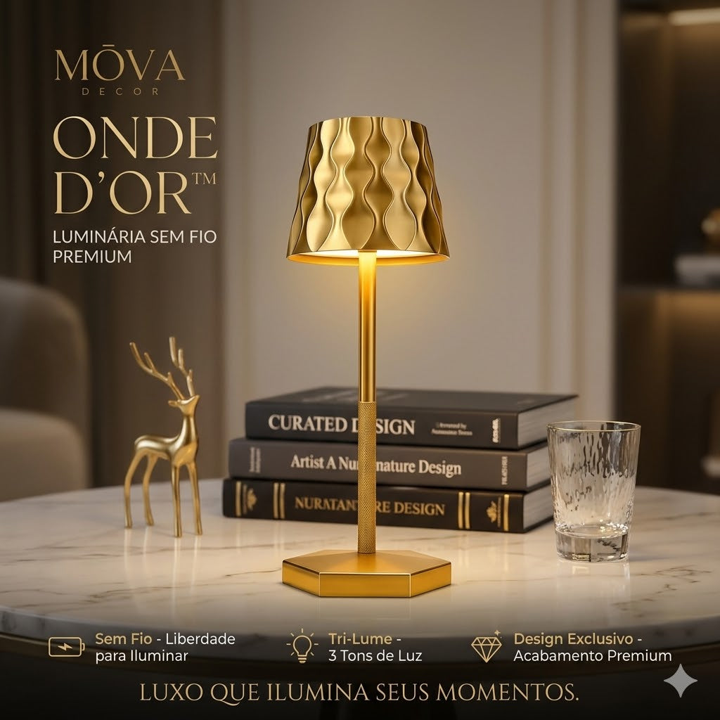 Luminária Onde d'Or™ — Mōva Decor Uma peça que carrega luz e movimento em cada curva.