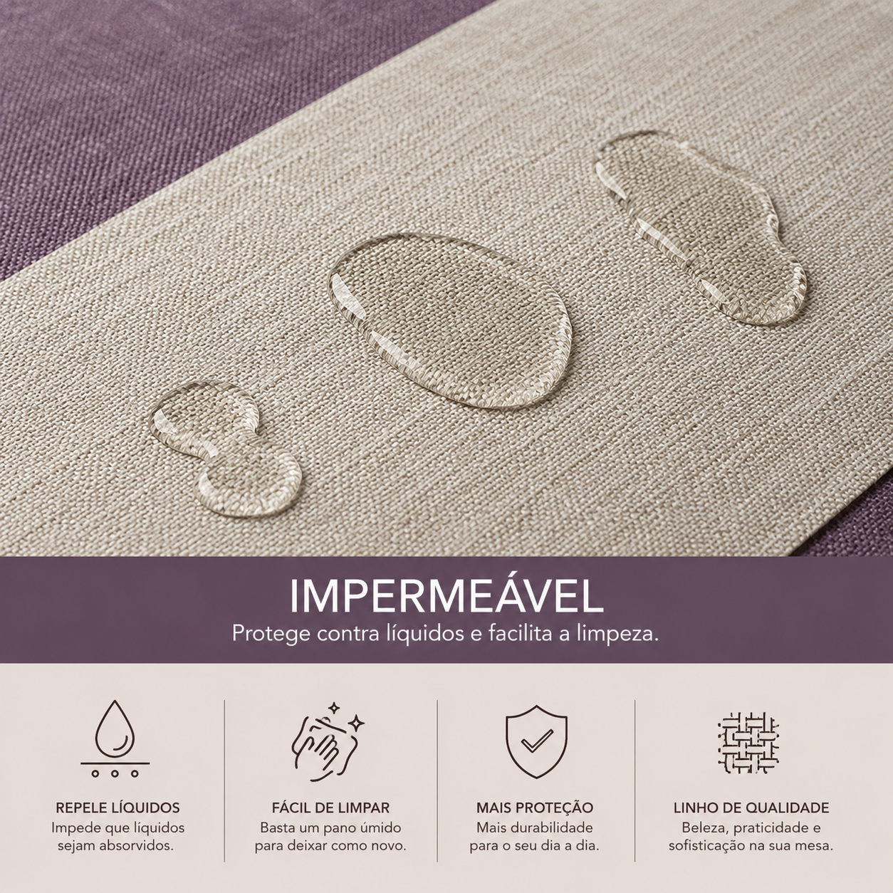 Caminho de Mesa em Linho Liso Mōva — variante / ângulo adicional | Mova Decor
