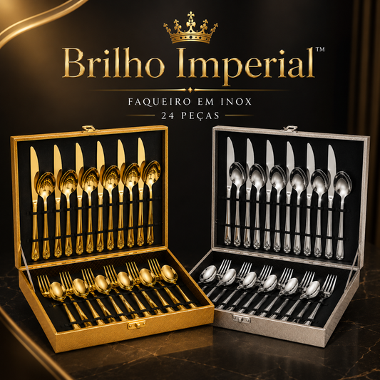 Brilho Imperial™ – Kit Faqueiro em Inox 24 Peças – Mōva Decor