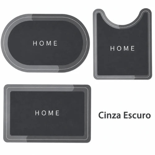 Comfort Home | Kit Banheiro 3 Peças Antiderrapante e Super Absorvente