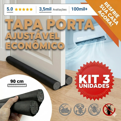 VedaTudo™ – Rolinho Duplo Ajustável para Porta (Anti Vento, Poeira e Insetos)
