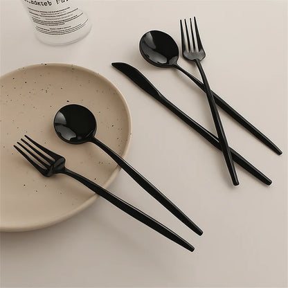 Jogo de Talheres Inox 24 Peças Preto Matte