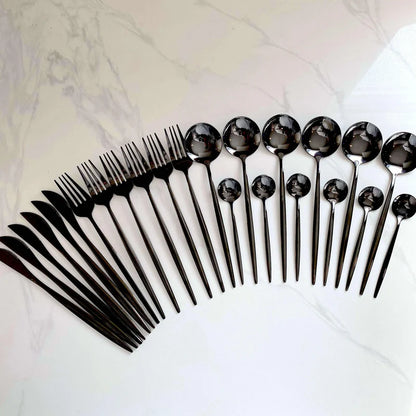 Jogo de Talheres Inox 24 Peças Preto Matte