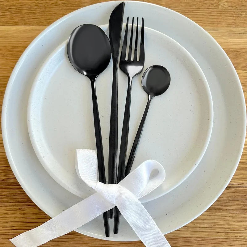 Jogo de Talheres Inox 24 Peças Preto Matte