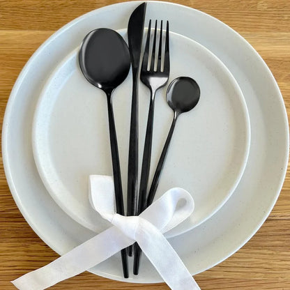 Jogo de Talheres Inox 24 Peças Preto Matte