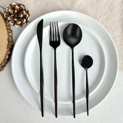 Jogo de Talheres Inox 24 Peças Preto Matte