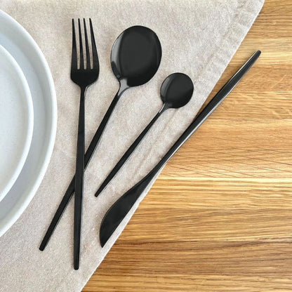 Jogo de Talheres Inox 24 Peças Preto Matte