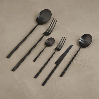 Jogo de Talheres Inox 24 Peças Preto Matte