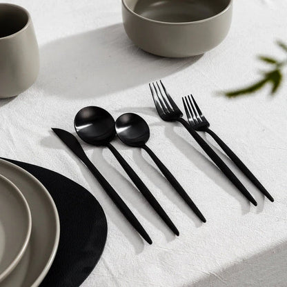 Jogo de Talheres Inox 24 Peças Preto Matte