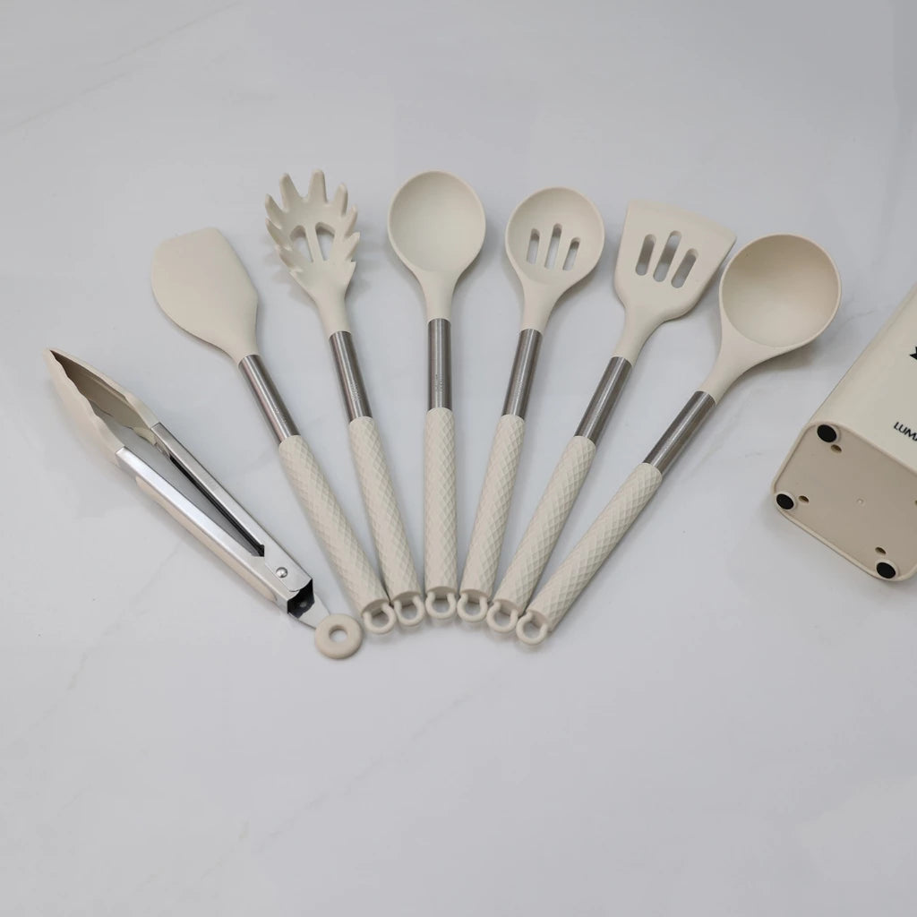 Kit 8 Utensílios de Cozinha de Silicone e Aço Inox - Mōva Decor