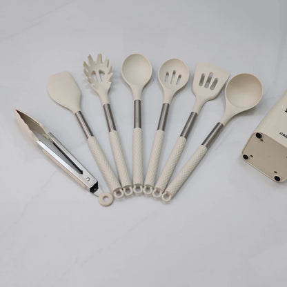 Kit 8 Utensílios de Cozinha de Silicone e Aço Inox - Mōva Decor