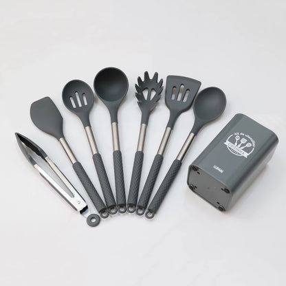 Kit 8 Utensílios de Cozinha de Silicone e Aço Inox - Mōva Decor