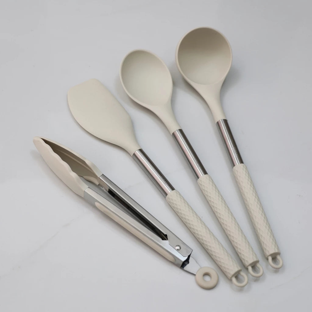 Kit 8 Utensílios de Cozinha de Silicone e Aço Inox - Mōva Decor