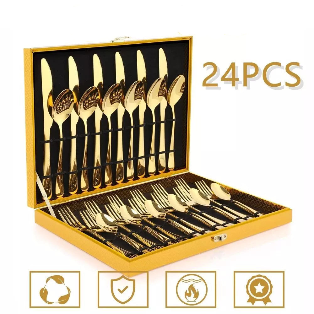 Brilho Imperial™ – Kit Faqueiro em Inox 24 Peças – Mōva Decor