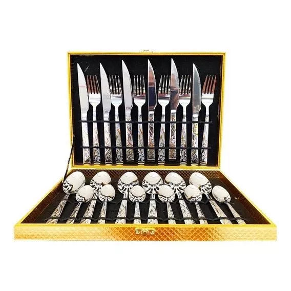 Brilho Imperial™ – Kit Faqueiro em Inox 24 Peças – Mōva Decor