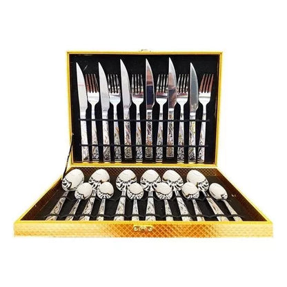 Brilho Imperial™ – Kit Faqueiro em Inox 24 Peças – Mōva Decor