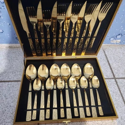 Brilho Imperial™ – Kit Faqueiro em Inox 24 Peças – Mōva Decor