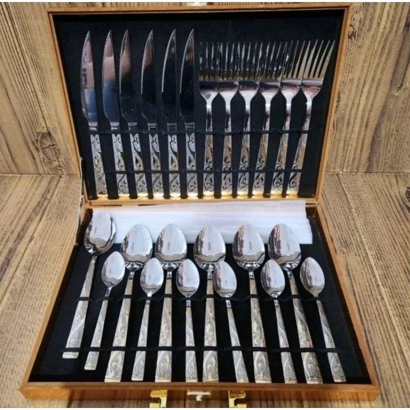 Brilho Imperial™ – Kit Faqueiro em Inox 24 Peças – Mōva Decor