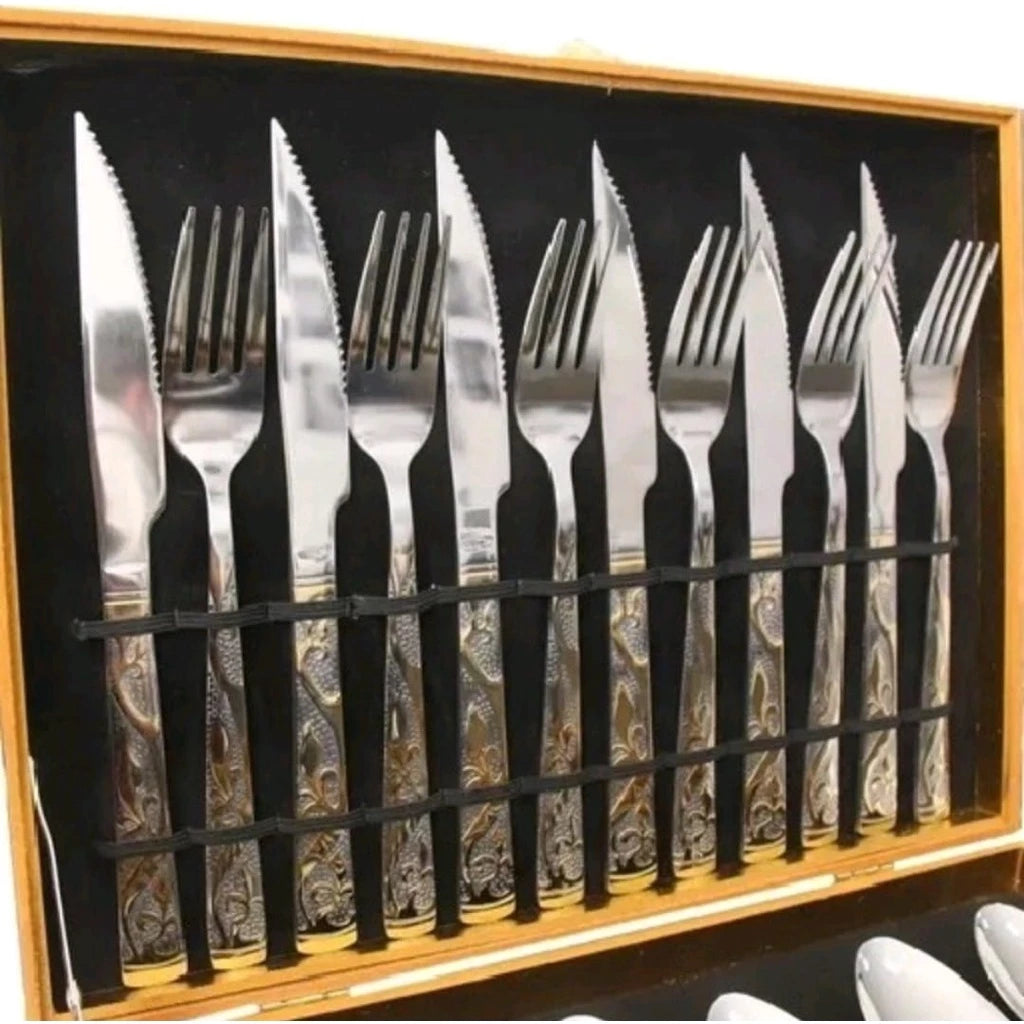 Brilho Imperial™ – Kit Faqueiro em Inox 24 Peças – Mōva Decor
