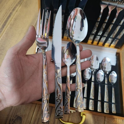 Brilho Imperial™ – Kit Faqueiro em Inox 24 Peças – Mōva Decor