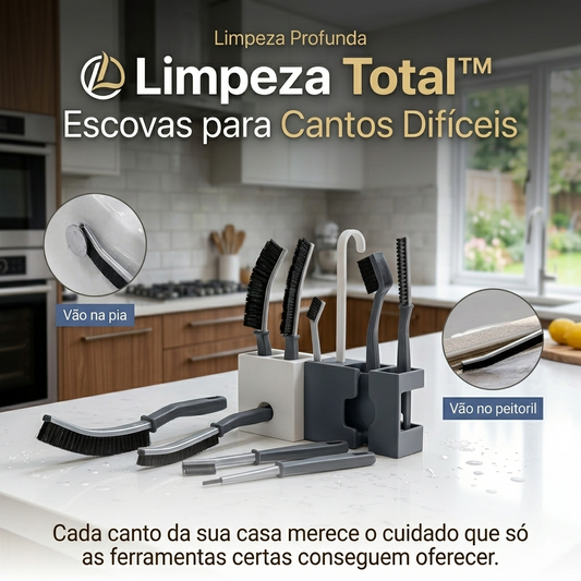 Limpeza Total™ – Escovas para Cantos Difíceis
