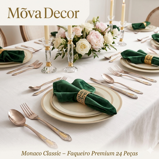 Monaco Classic – Faqueiro Premium 24 Peças - Mōva Decor