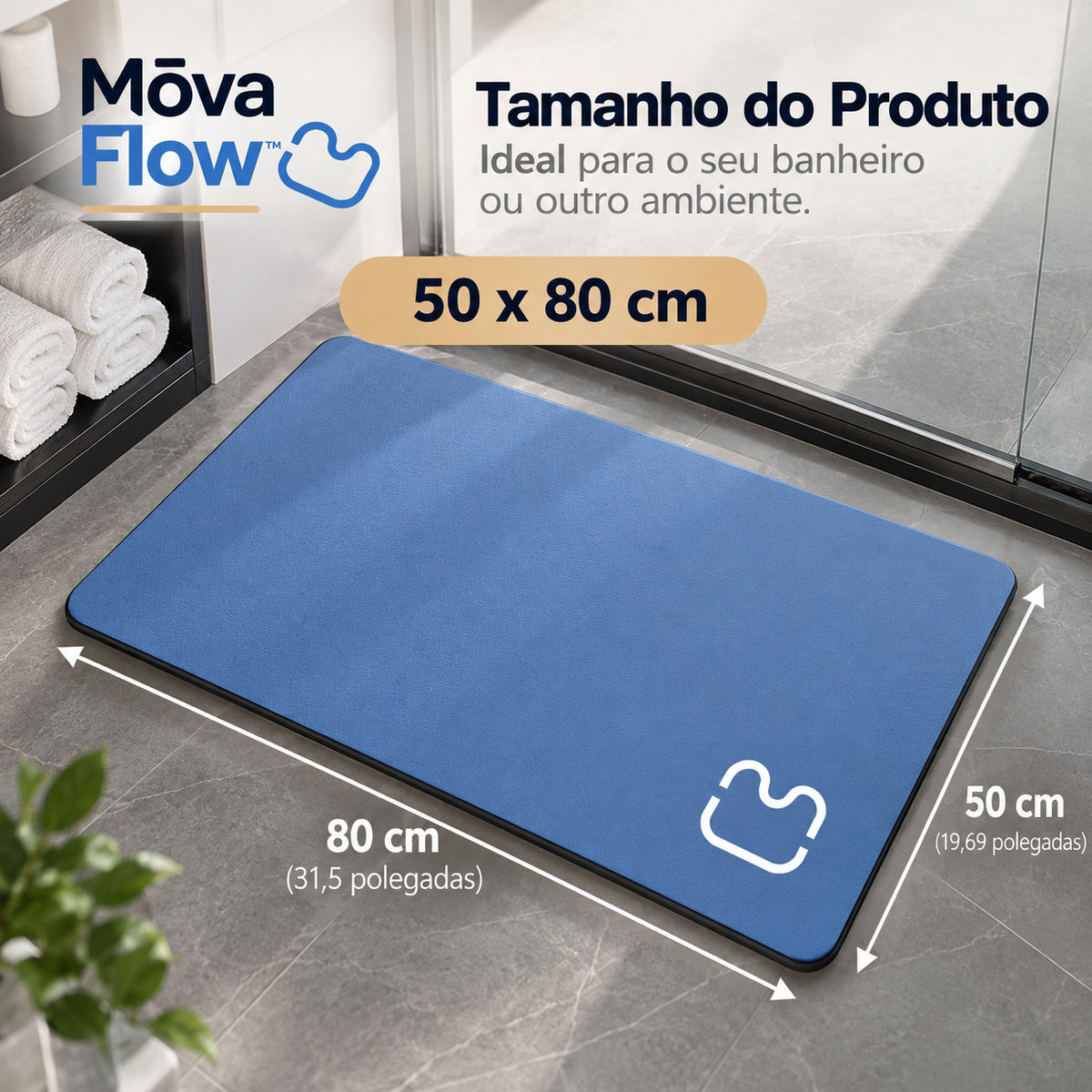 Mōva Flow — Tapete Super Absorvente de Secagem Rápida, medidas