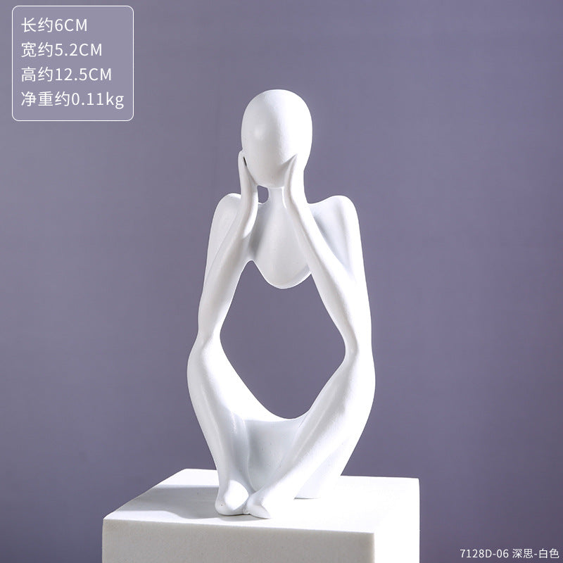 Figura abstrata decorativa em pose pensativa, escala de mesa — Mova Decor