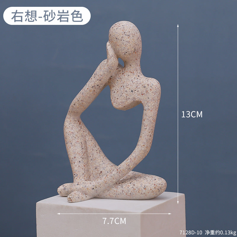 Escultura abstrata em acabamento arenito com medidas na foto — Mova Decor