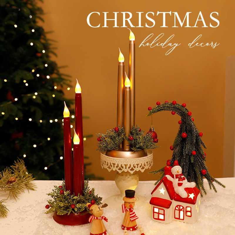 Vela elétrica Christmas em composição natalina