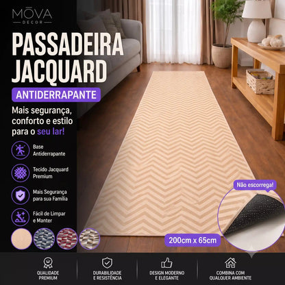 Tapete Passadeira Antiderrapante Jacquard Mōva