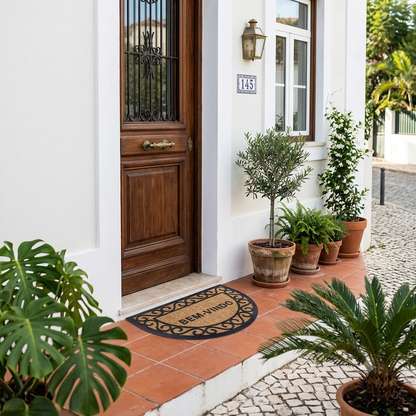 Tapete Capacho Entrada Casa Fibra de Coco Retangular ou Meia Lua 40cm x 60cm
