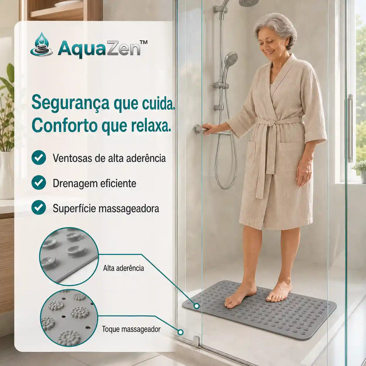 Tapete de box massageador AquaZen Mōva com ventosas