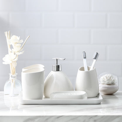 Conjunto de Banheiro em Porcelana Branca Mōva — 5 Peças — referência de uso no ambiente | Mova Decor