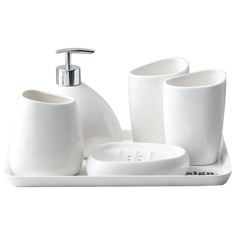 Conjunto de Banheiro em Porcelana Branca Mōva — 5 Peças — variante / ângulo adicional | Mova Decor