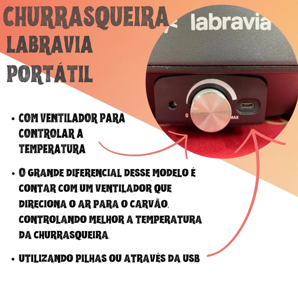 Churrasqueira Carvão Portátil Labravia - Mōva Decor
