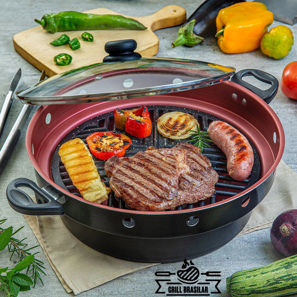 Churrasqueira de Fogão sem fumaça Grill Brasilar Antiaderente — detalhe do acabamento | Mova Decor