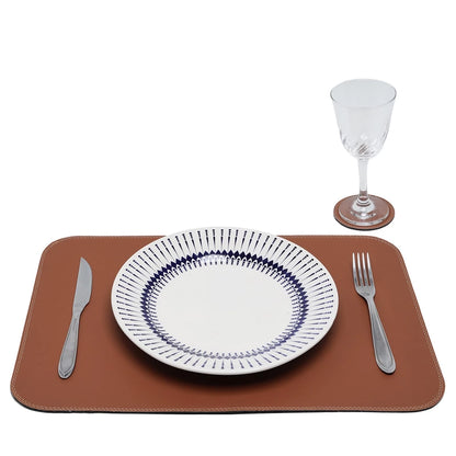 Maison Élégance™ – Jogo Americano Sousplat Dupla Face Premium 6 Peças + 6 Porta-Copos de Brinde