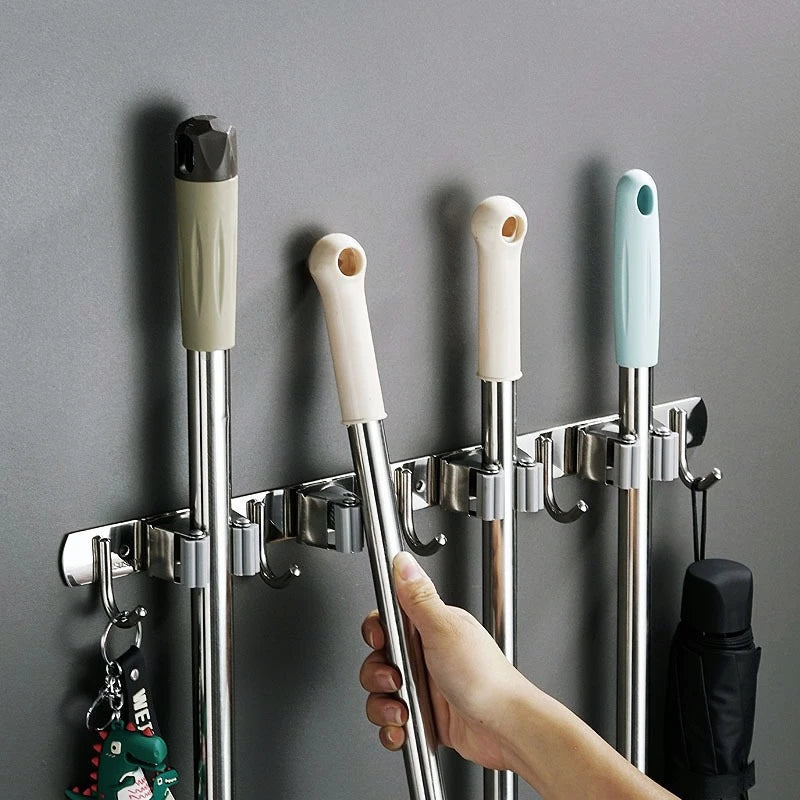 Organix Pro™ – Suporte de Parede Inox para Vassouras e Utensílios — detalhe do acabamento | Mova Decor