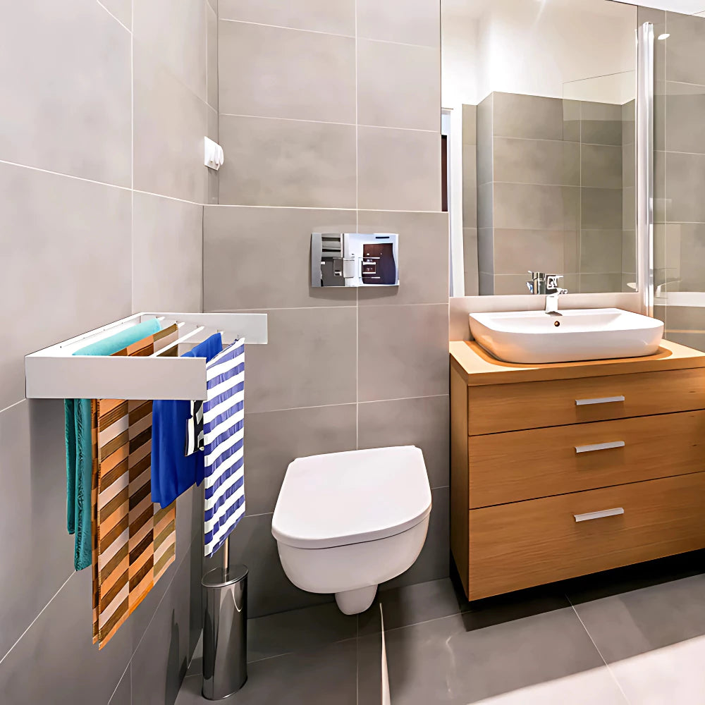 Varal Retrátil Dobrável de Parede MagicLine – Compacto e Inteligente - Mōva Decor